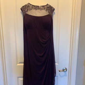 Xscape Embellished Neck Gown Eggplant size 16W